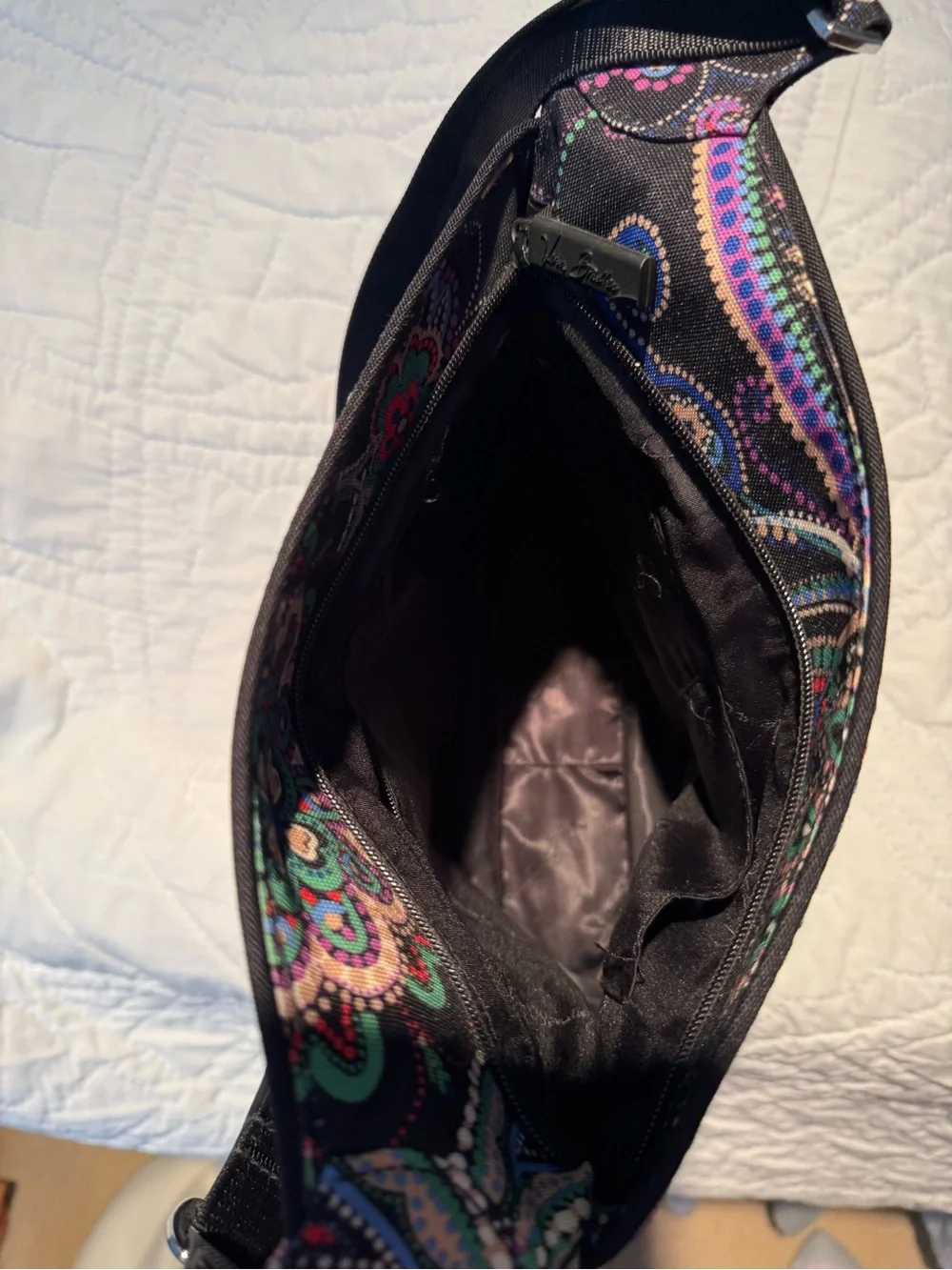 Vera Bradley Black Crossbody with Multicolor Paisley Floral Design